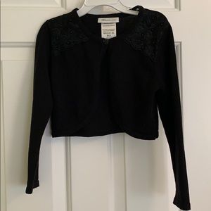 Dressy Black Shrug Sweater with Lace Detail